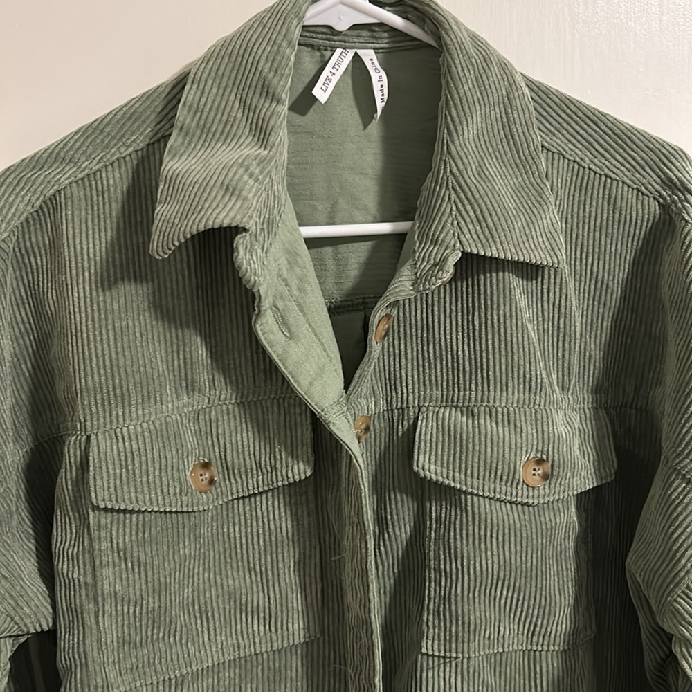 Green corduroy flannel